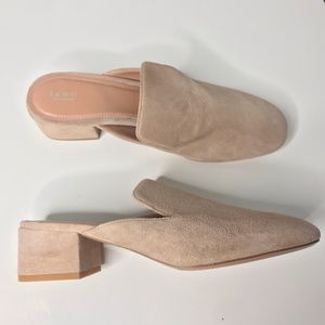 Lewit Bianca Suede Khaki Block Heel Mule NWOB 39